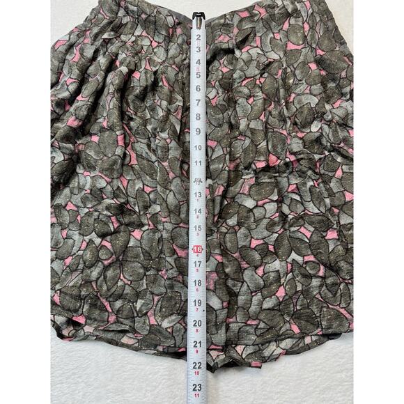 Shin Choi Silk Blend Sparkle Leaf Skirt In Autumn Brown And Pink Size 10 - Picture 4 of 5